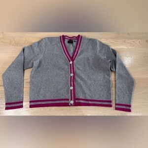 Cyrus v neck short cardigan gray pink size large